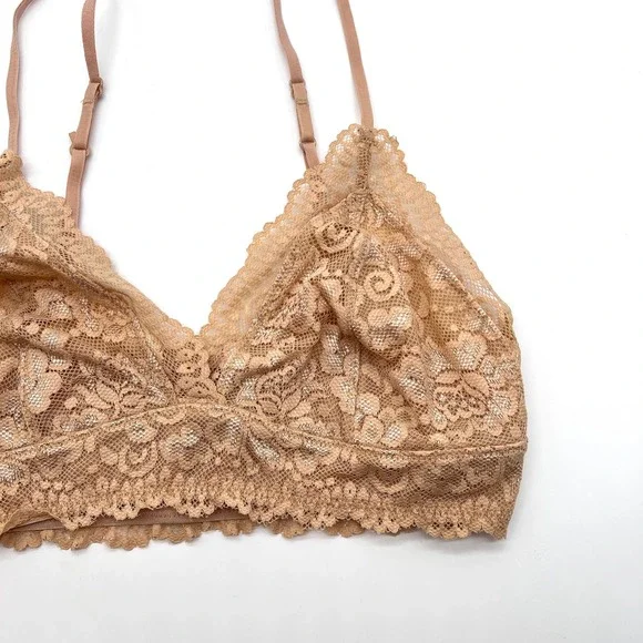 ARITZIA TALULA Renfrew Bralette Bundle Womens Small Tan Brown Lace Triangle - Picture 8 of 15
